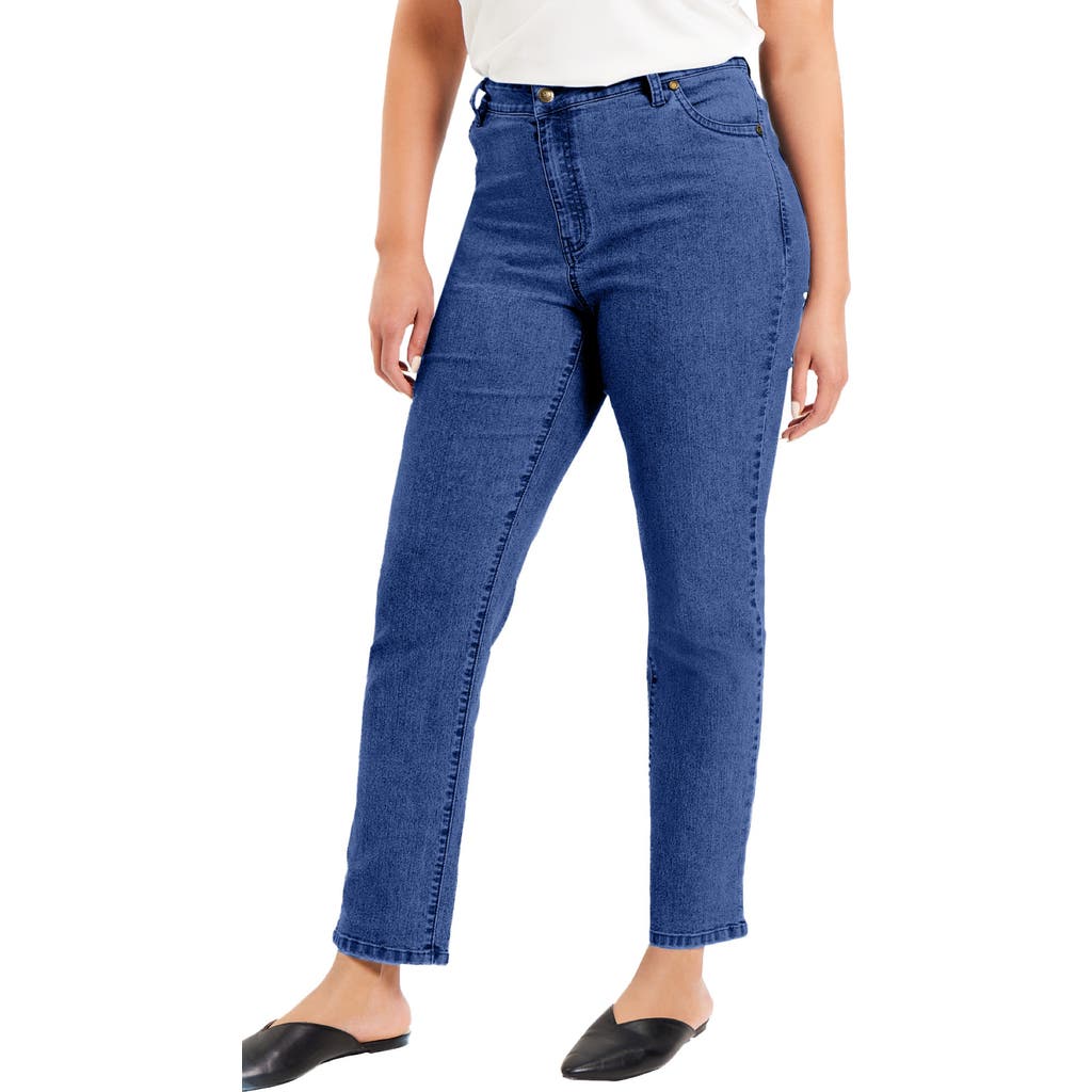 June + Vie June Fit Straight-leg Jeans In Blue