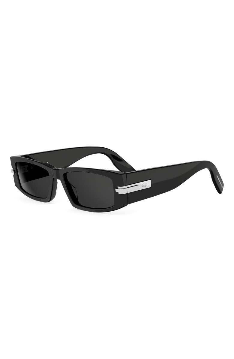 DIOR BlackSuit XL S5I 55mm Rectangular Sunglasses, Alternate, color, Shiny Black / Smoke