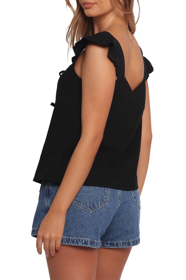 Elsie Cotton Tie Front Top, Alternate, color, BLACK
