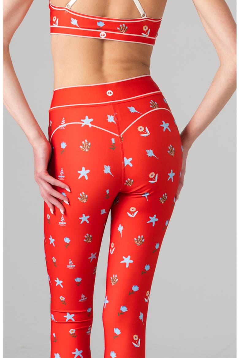 Red Tides High-Waisted 7/8 Leggings, Alternate, color, Red
