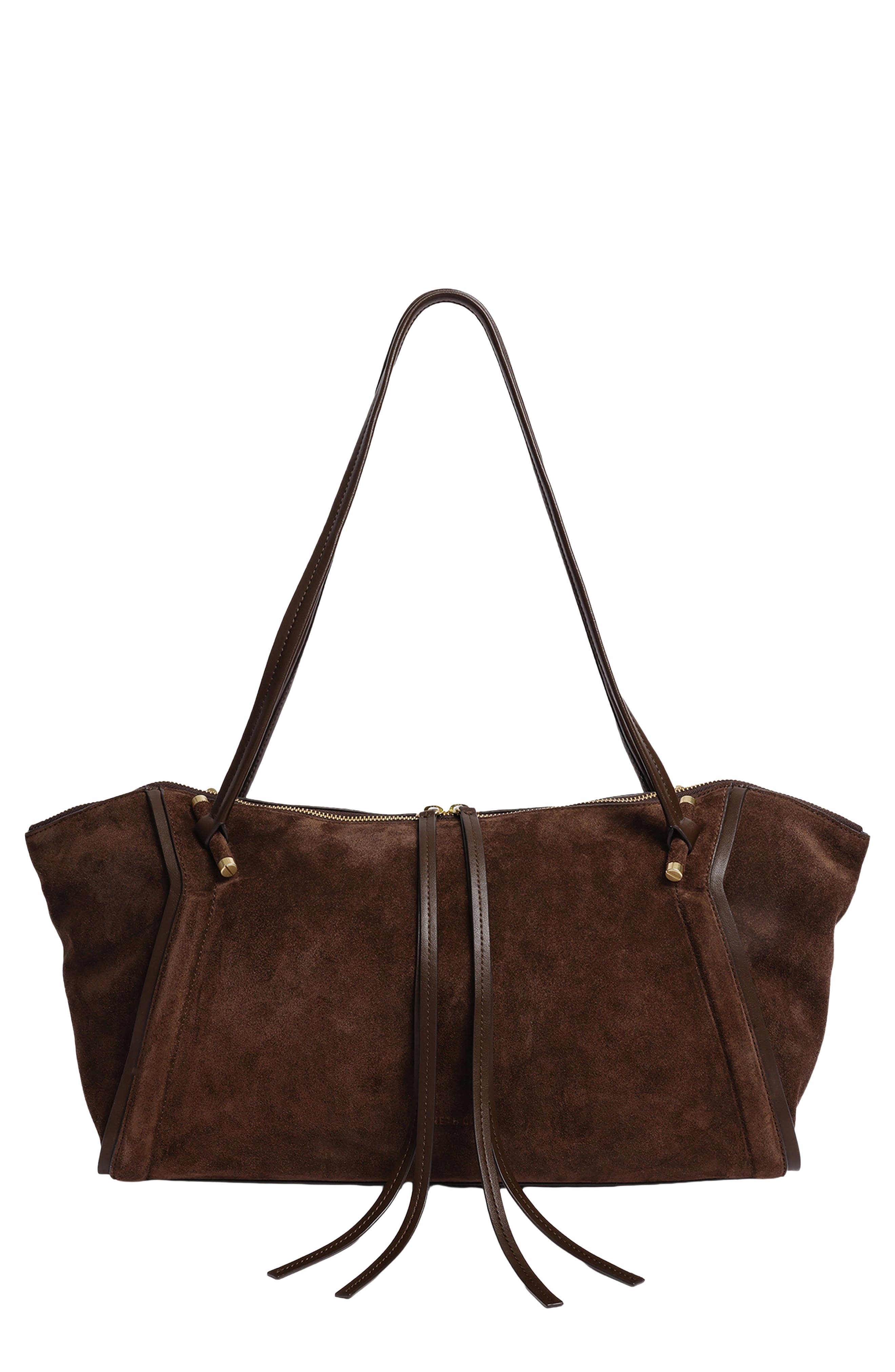 Highline East/West Top Zip Leather Tote, Main, color, CHOCOLATE