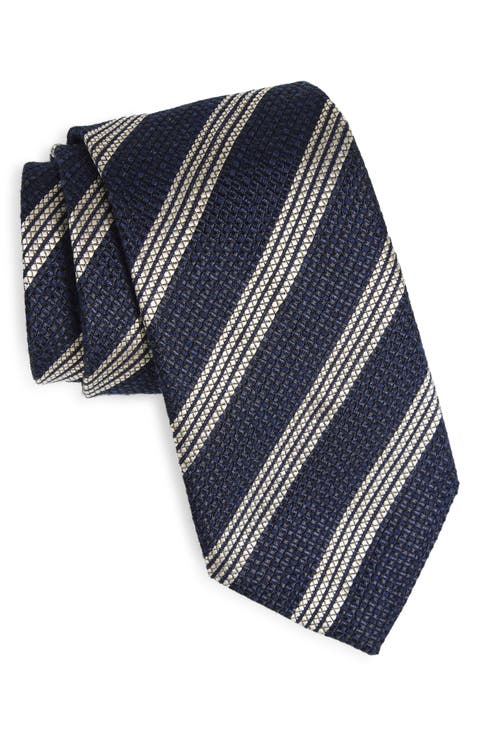 Textured Stripe Silk & Wool Tie
