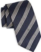 BOSS Textured Stripe Silk & Wool Tie
