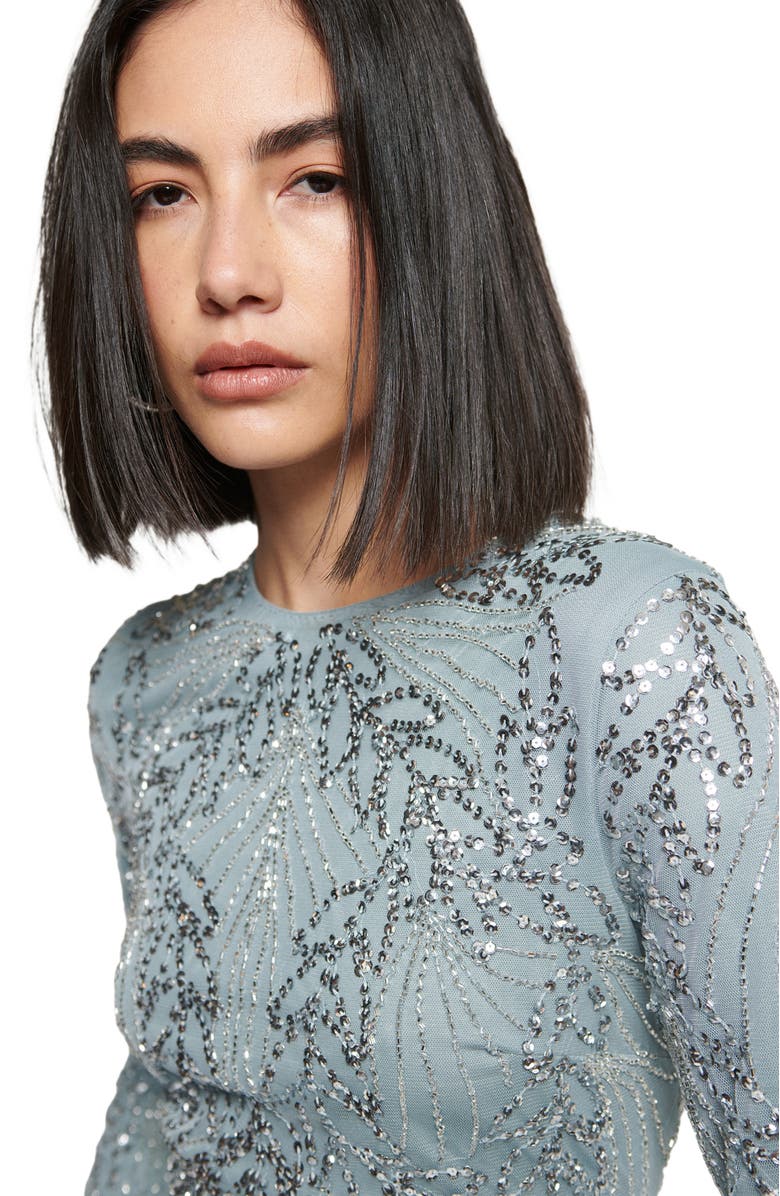 MARYISA Modest Embellished Sequin Beaded Long Sleeves Occasion Maxi Dress, Alternate, color, 
