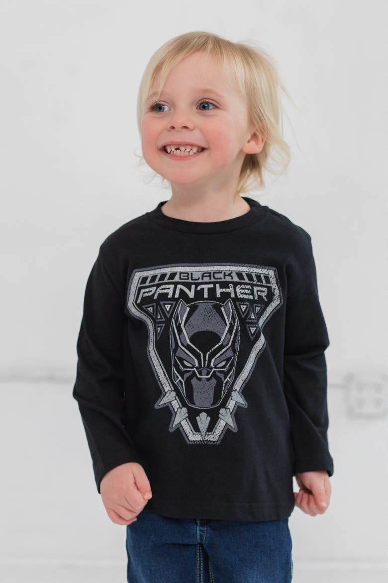 Avengers 2-Piece Long Sleeve T-Shirts, Alternate, color, Grey Black Panther
