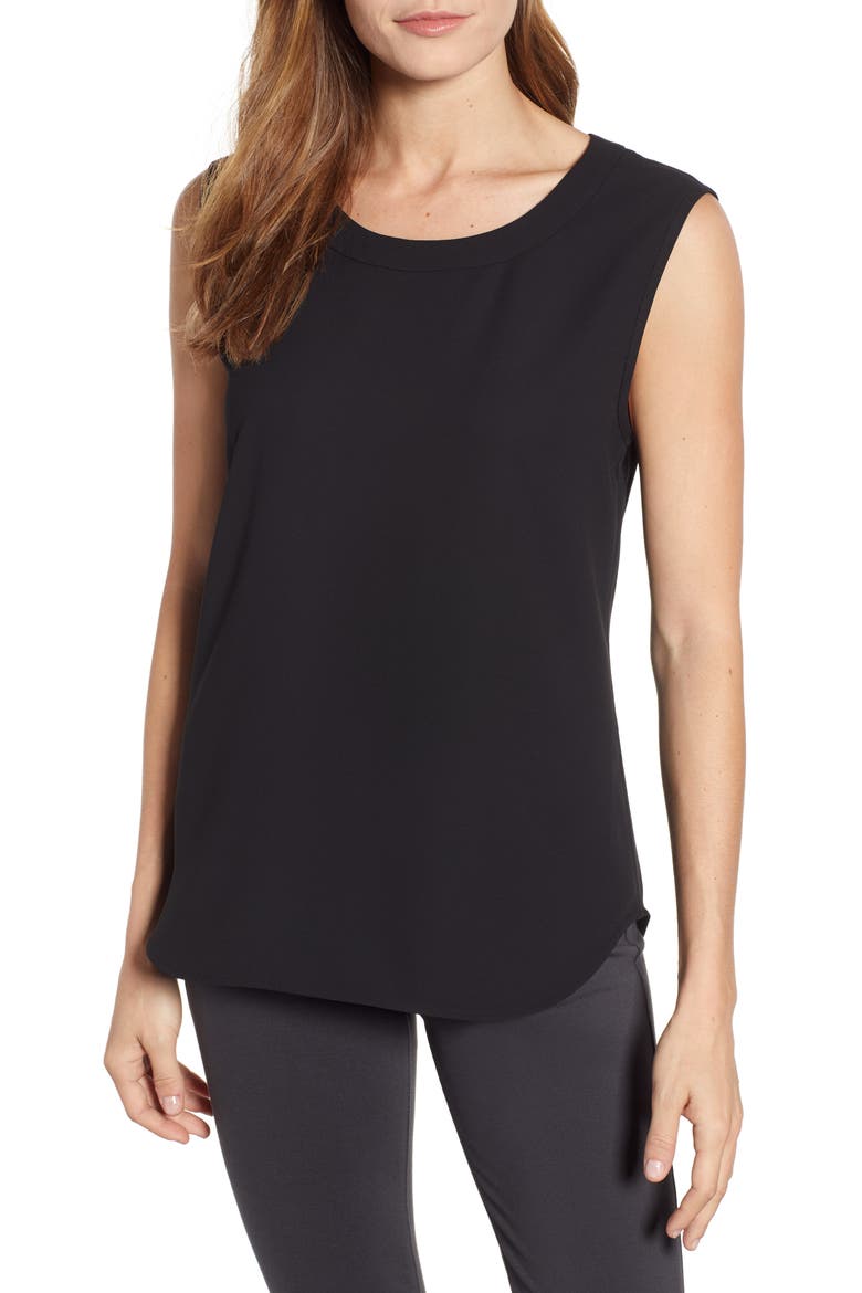 Scoop Neck Sleeveless Blouse, Main, color, ANNE BLACK