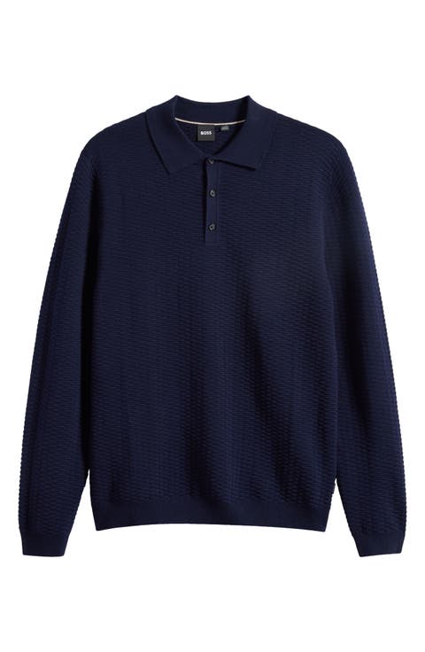 Diluigi Long Sleeve Virgin Wool Blend Polo Sweater