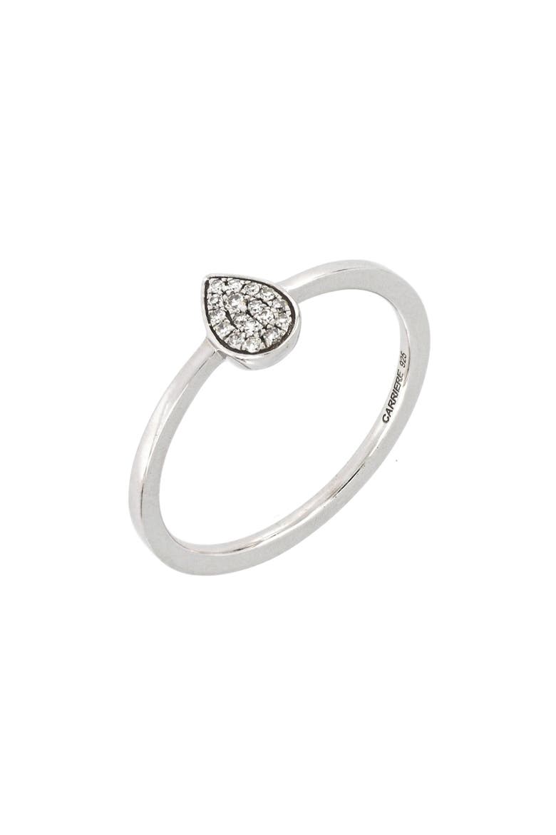 Carrière Diamond Pavé Teardrop Ring (Nordstrom Exclusive), Main, color, SILVER/ DIAMOND