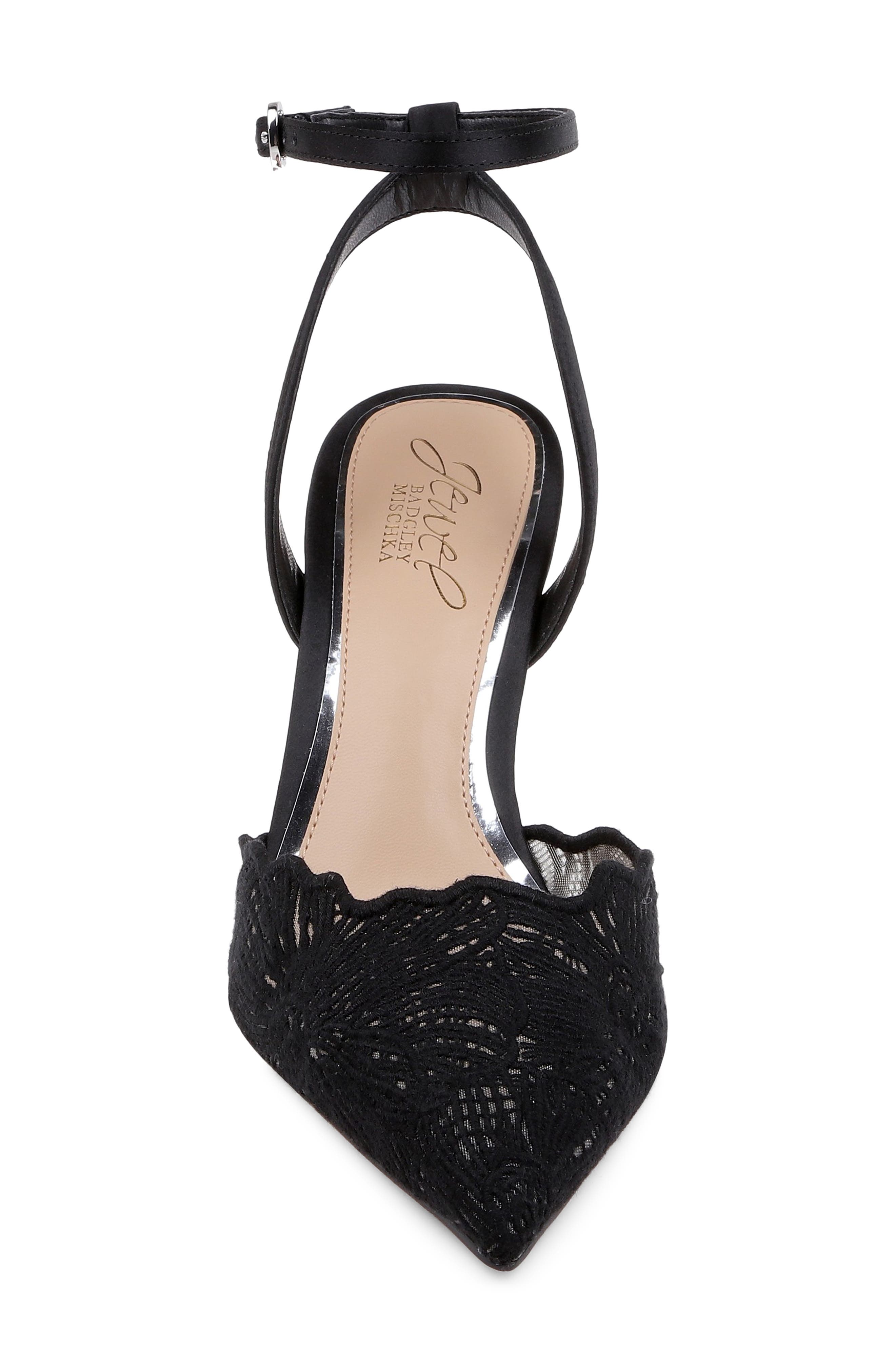 Jewel Badgley Mischka Zaima Ankle Strap Pump, Alternate, color, Black Satin