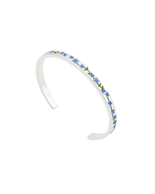 Fable England Forget Me Not Silver Bangle In Silver