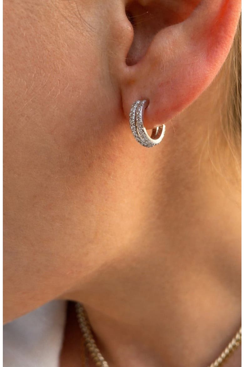 Evil Twin Double Huggie Hoop Earrings, Alternate, color, Silver