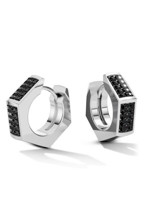 Hex Nut Huggie Hoop Earrings