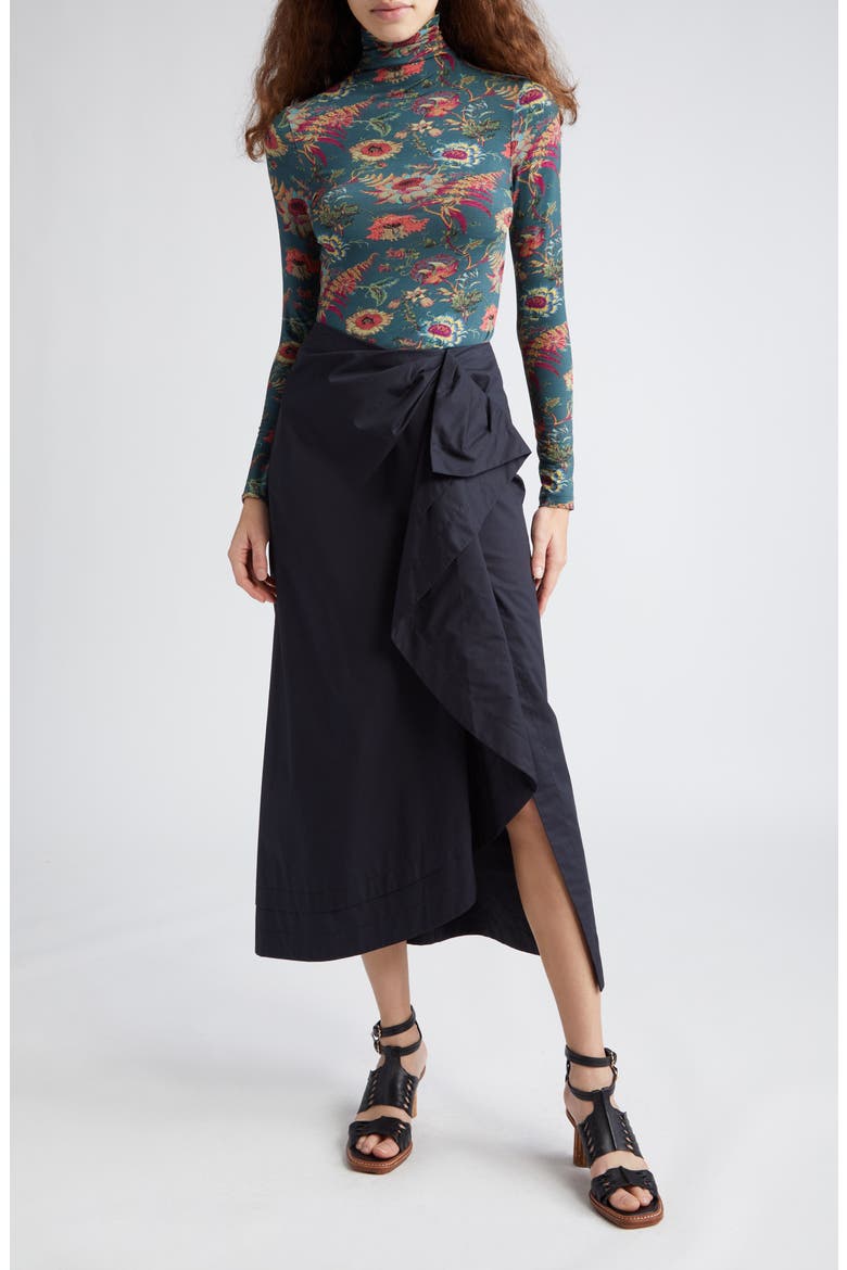 Aurelia Floral Print Turtleneck Top, Alternate, color, LARKSPUR