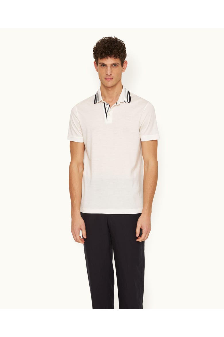 Dominic Stripe Polo Shirt, Main, color, White Sand