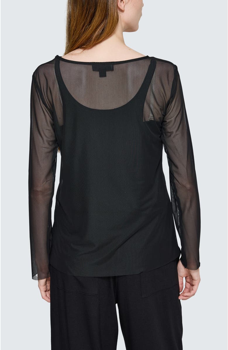 LUUKAA Marlene Garment-Dyed Mesh Blouse, Alternate, color, Black