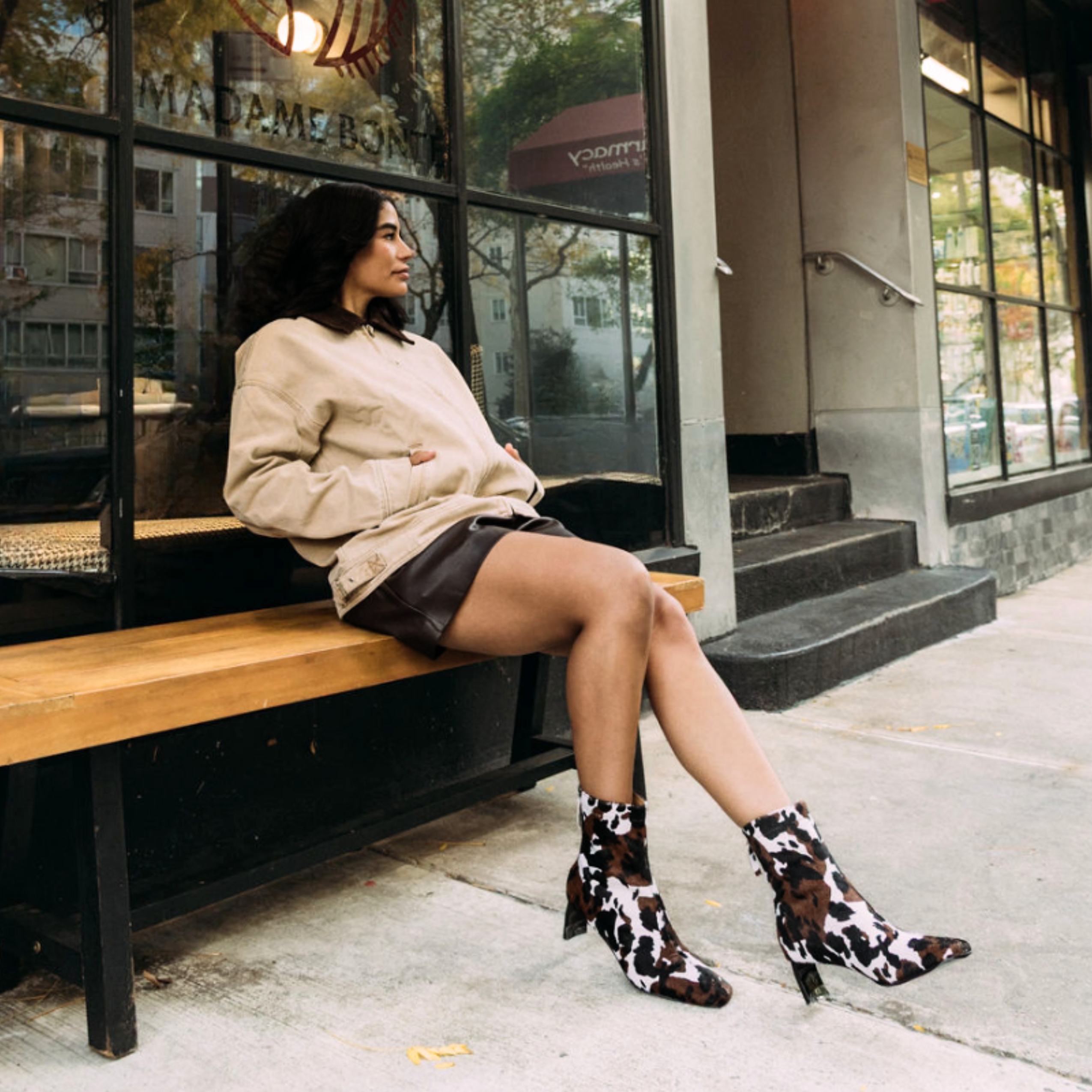 Amie Rafa Harlow Cow Bootie, Alternate, color, Cow Print