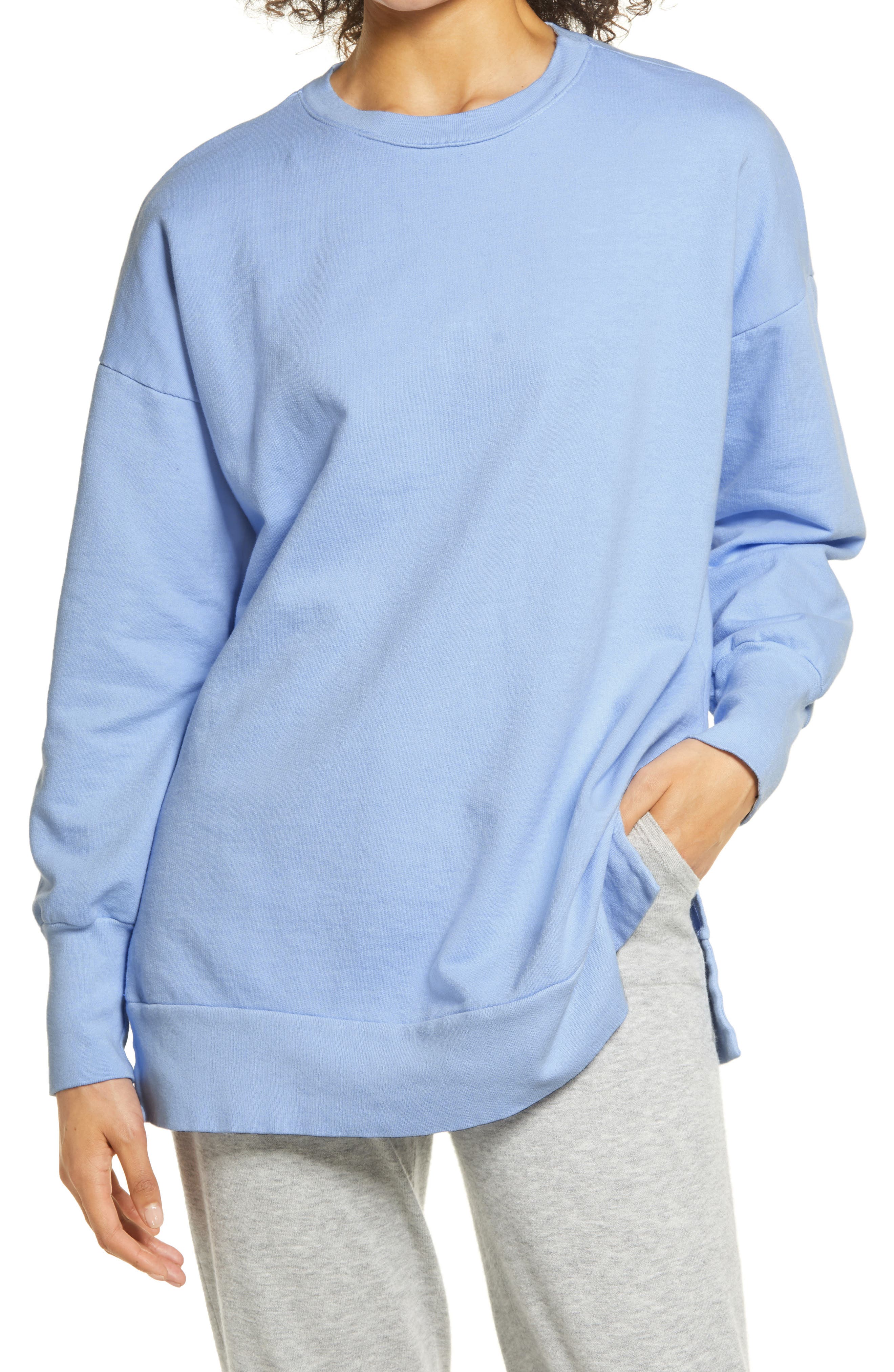Caslon® Side Slit Cotton Sweatshirt (Women) | Nordstromrack