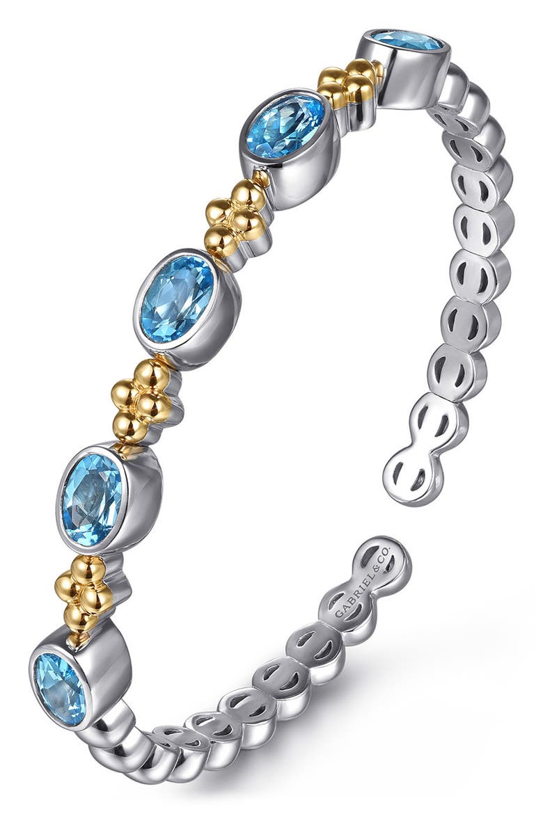 Bujukan 14k Gold & Sterling Silver Blue Topaz Bangle, Alternate, color, STERLING / 14K/ BLUE TOPAZ