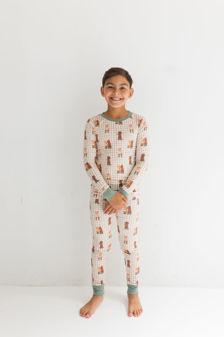 Pup Friends Two Piece Pajama Set, Main, color, Green