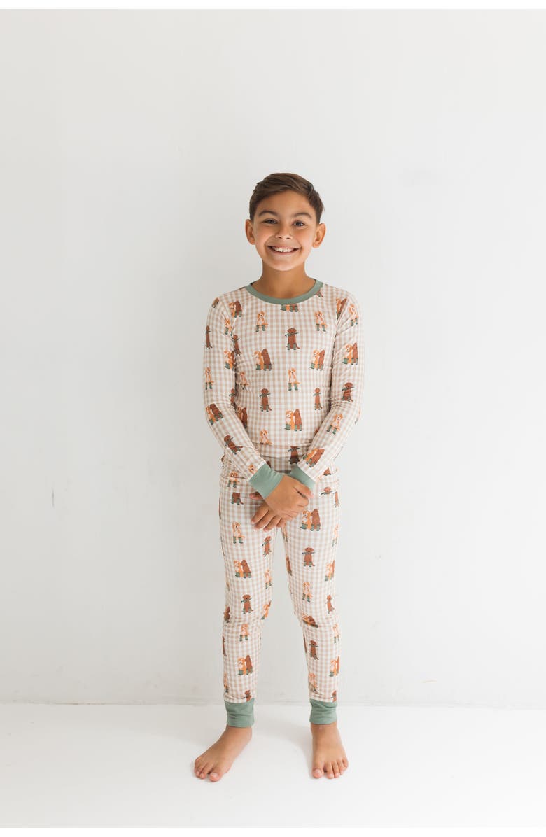 In My Jammers Pup Friends Two Piece Pajama Set, Main, color, Green