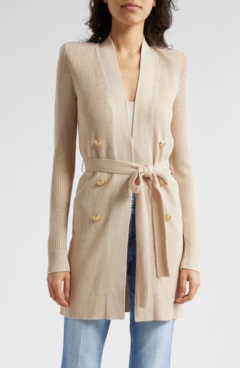 L'AGENCE Noe Metallic Double Breasted Rib Cardigan | Nordstrom