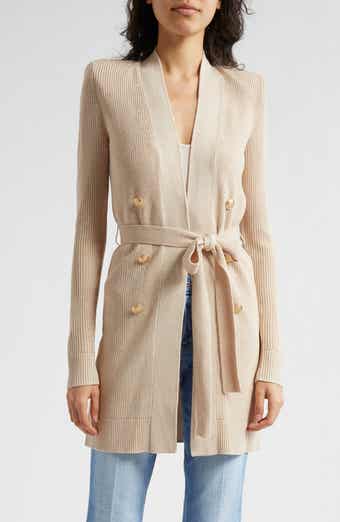 L'AGENCE Noe Metallic Double Breasted Rib Cardigan
