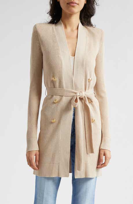 L'AGENCE Noe Metallic Double Breasted Rib Cardigan