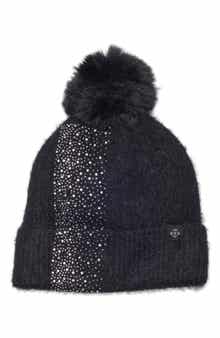 Embellished Faux Fur Pom Beanie