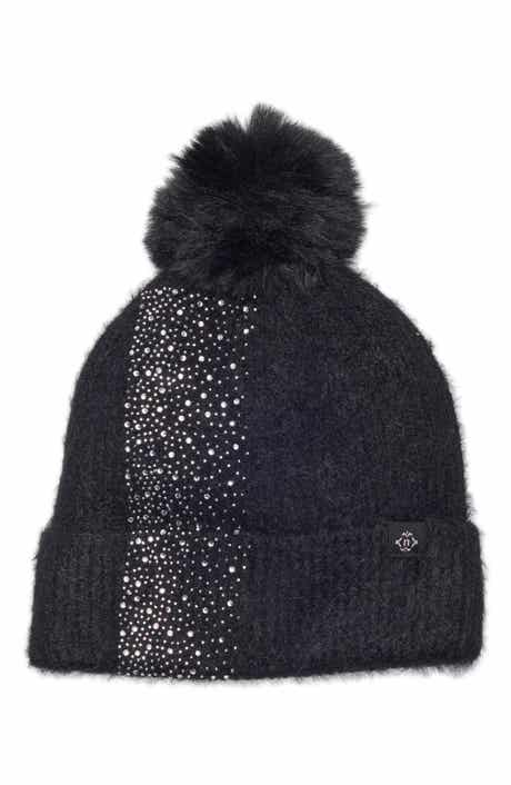 Embellished Faux Fur Pom Beanie