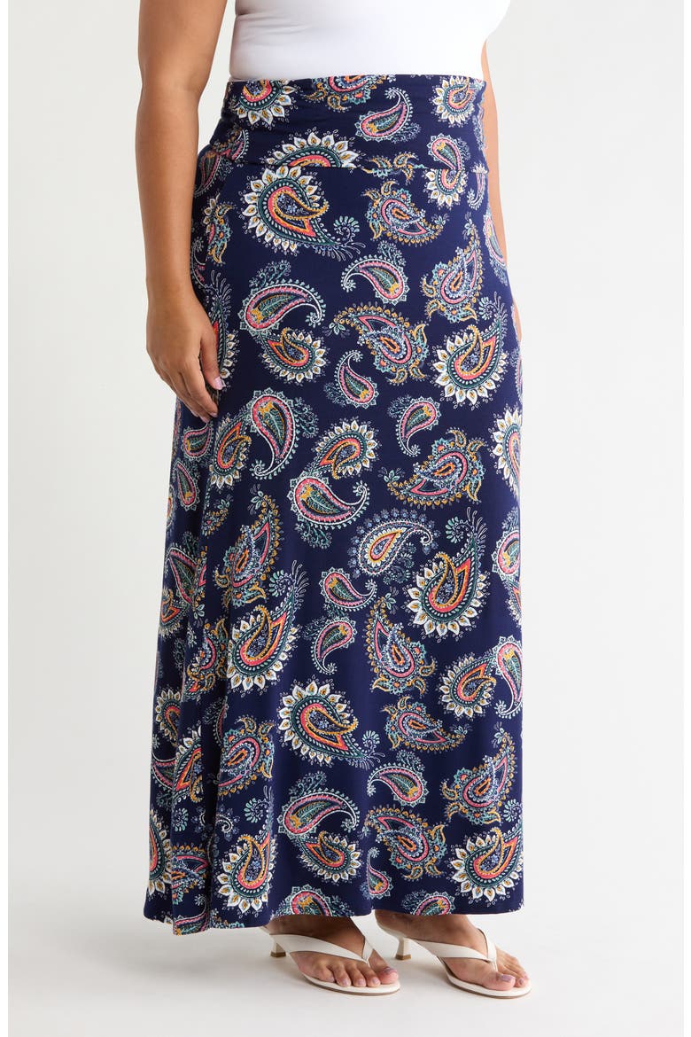Roll Top Maxi Skirt, Alternate, color, NAVY