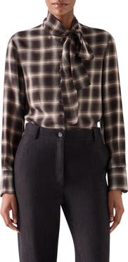Akris punto Check Tie Neck Shirt