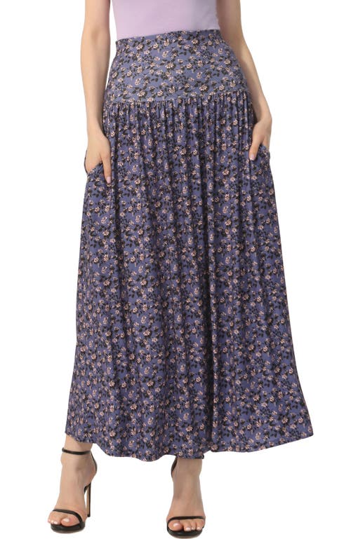 Kimi & Kai Tiered Maxi Skirt In Blue