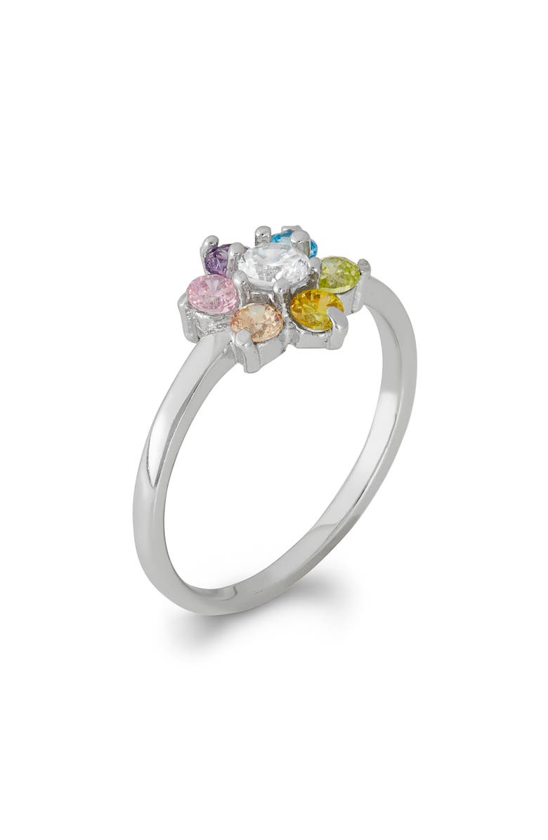 FZN Kids' Sterling Silver Cubic Zirconia Flower Ring, Alternate, color, Silver Multi