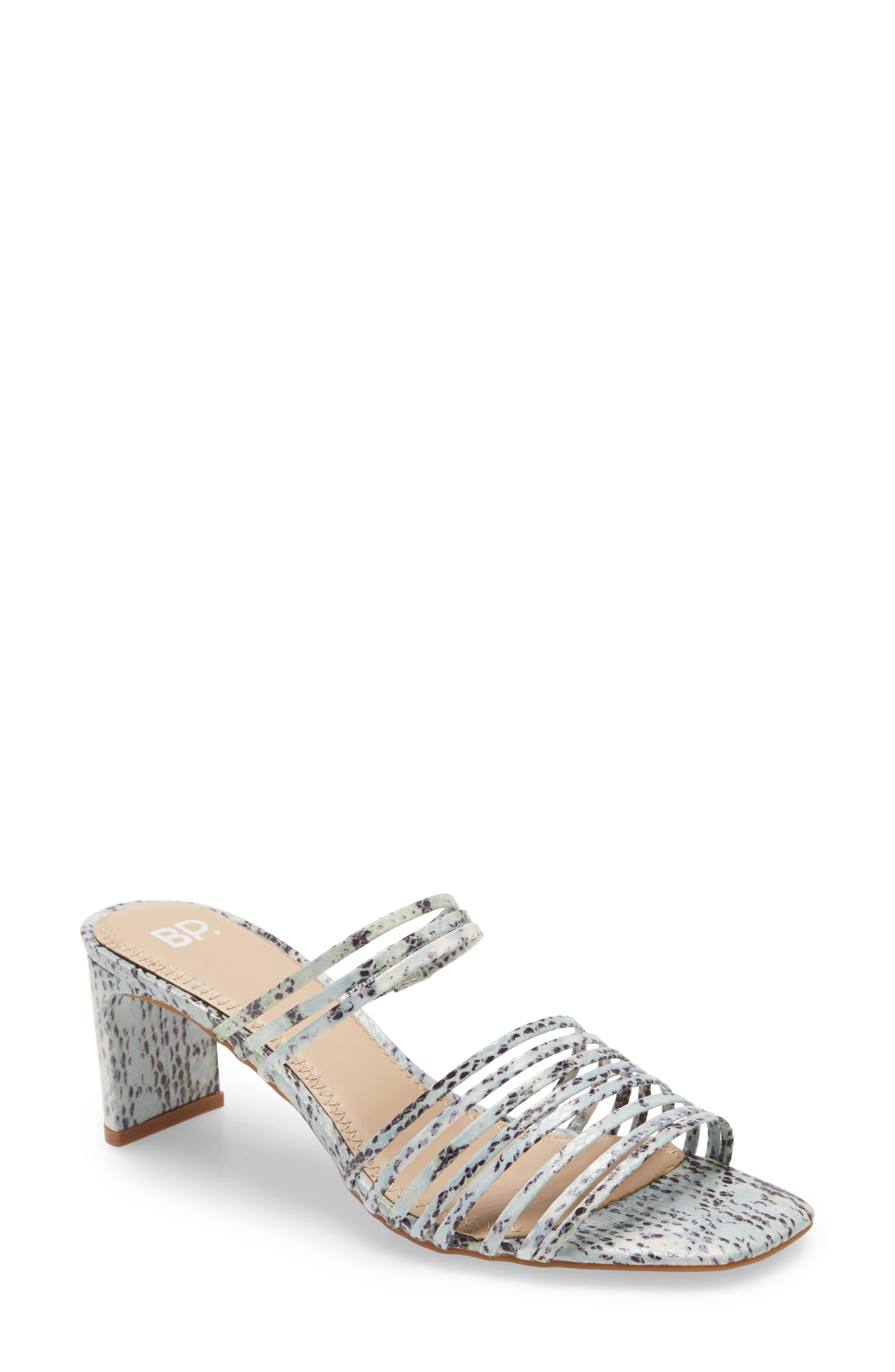 Brittany Strappy Slide Sandal, Main, color, LIGHT BLUE SNAKE PU