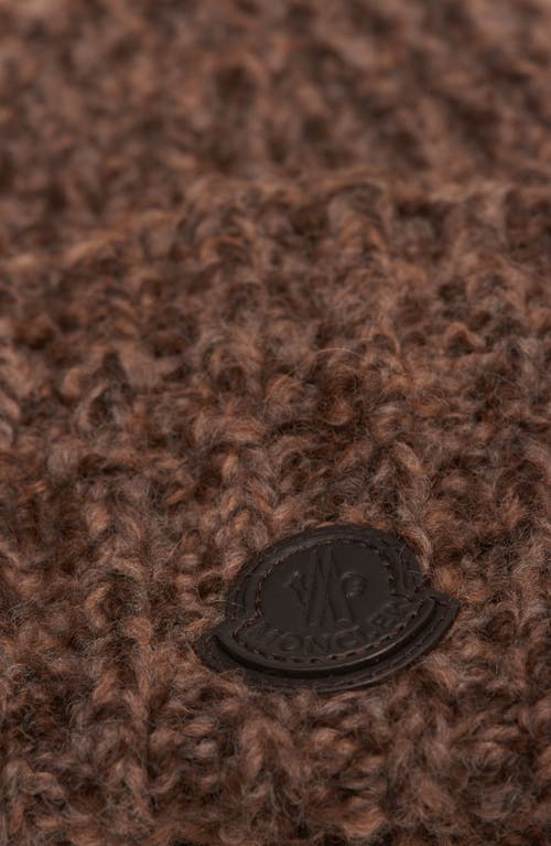 Moncler Logo Patch Wool & Alpaca Beanie In Brown