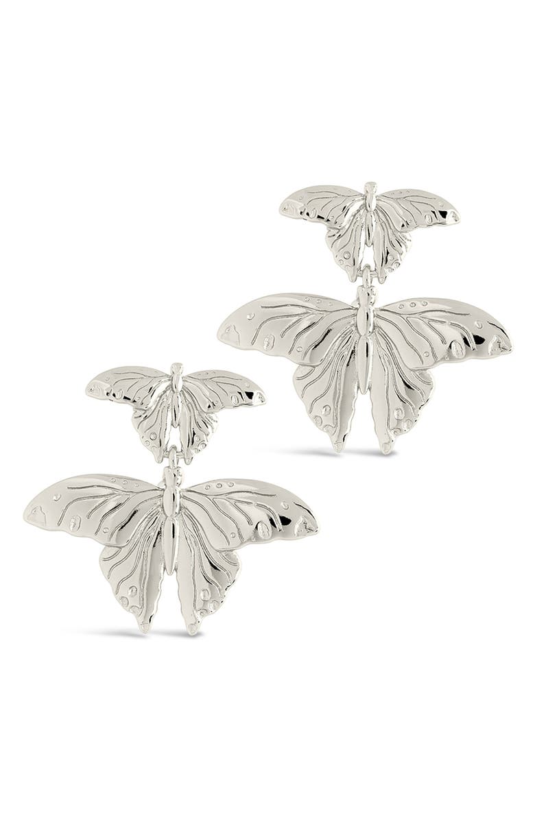 Sterling Forever Rowena Butterfly Stud Earrings, Alternate, color, Silver