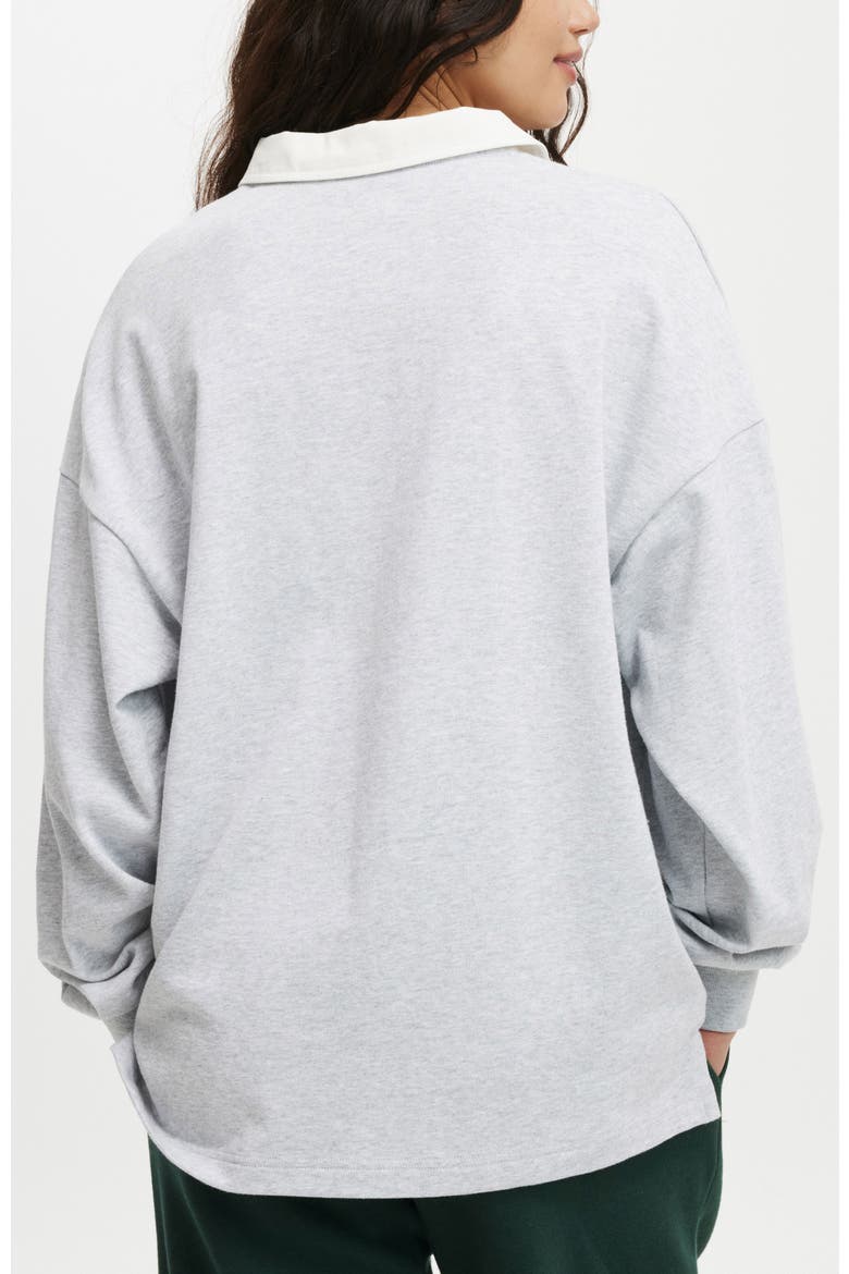 Oversized Long Sleeve Polo, Alternate, color, Beckley Soft Grey Marle