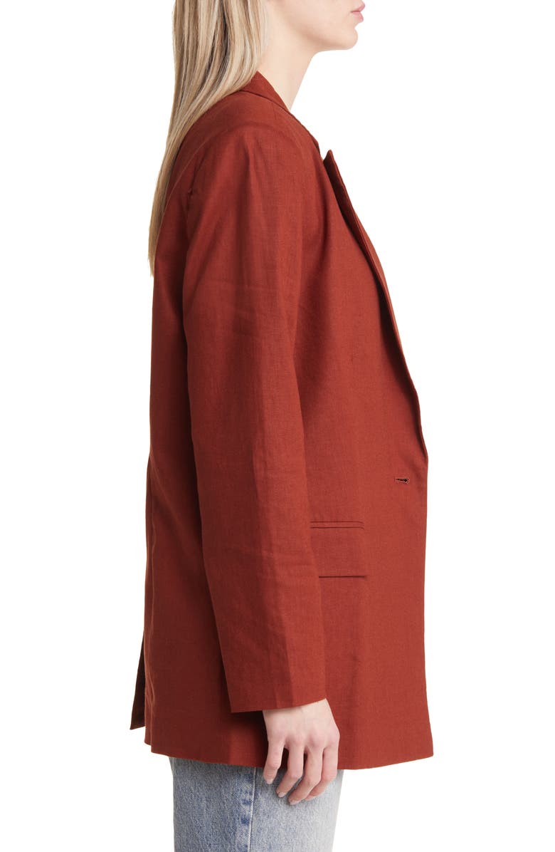 Open Edit Oversize Linen Blend Blazer, Alternate, color,