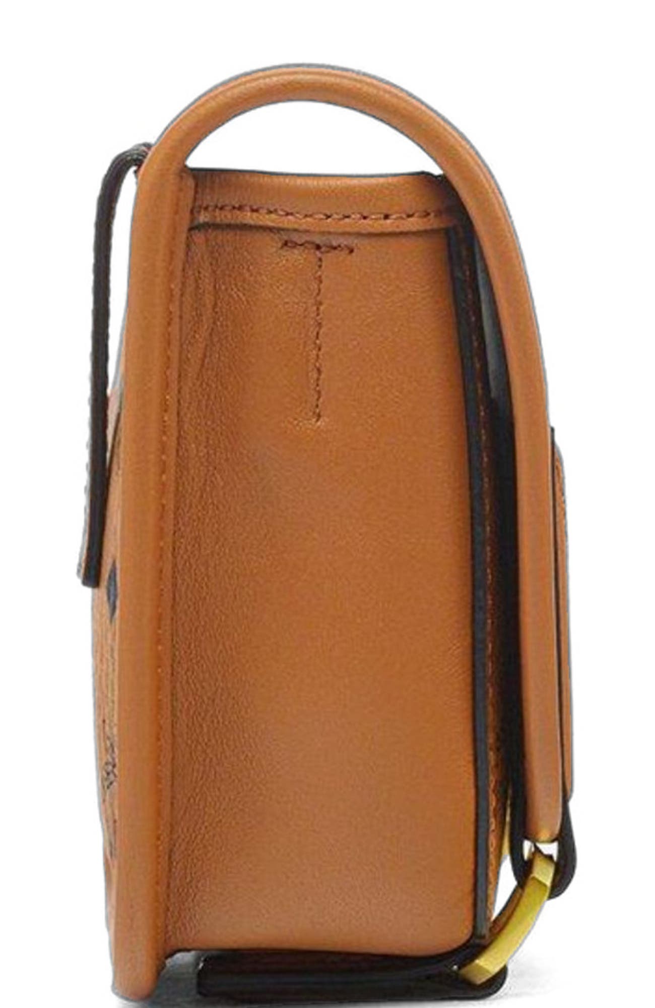 MCM Aren Messenger Bag in Visetos, Alternate, color, Cognac