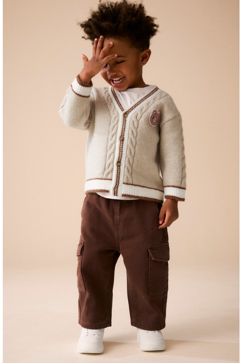 Kids' Varsity Bear Cardigan, Alternate, color, NEUTRAL