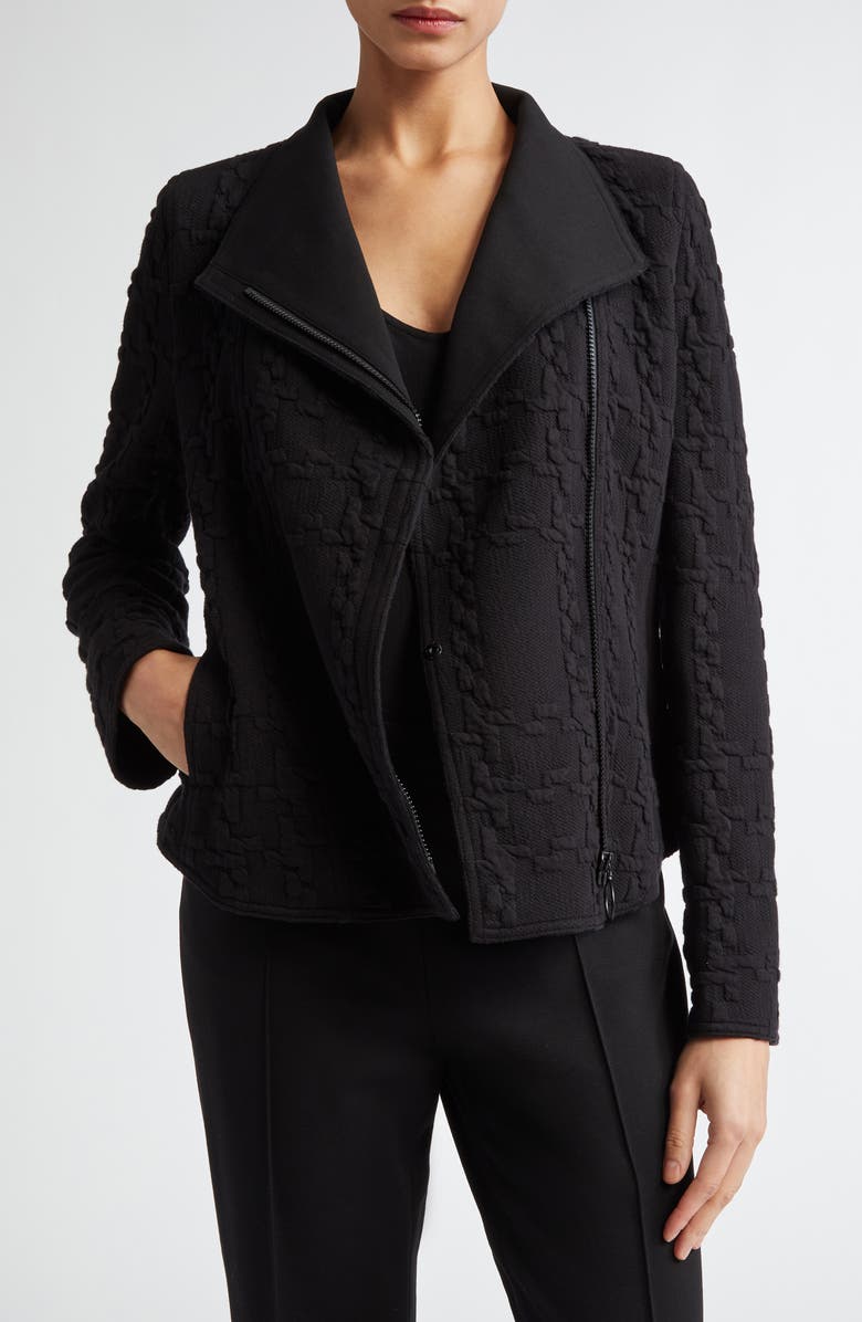 Akris punto Jacquard Biker Jacket, Main, color, 