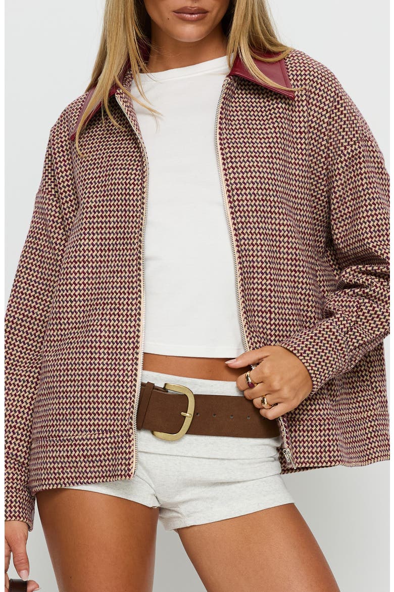 End of the Day Collared Bomber Jacket, Main, color, RED MULTI