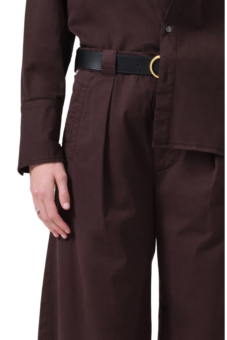 Cara Pleated High Waist Crop Pants, Alternate, color, CLOVE