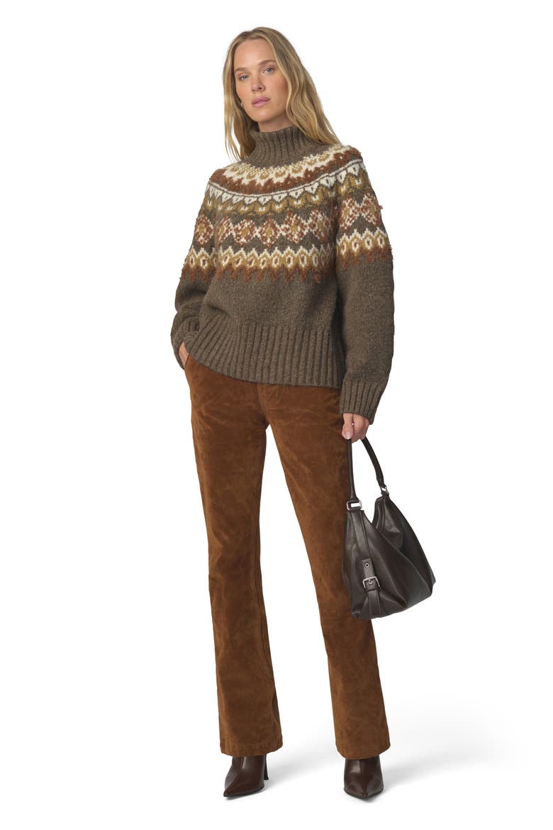 The Elva Fair Isle Mock Neck Sweater, Alternate, color, OLIVE/ CHESTNUT MUL