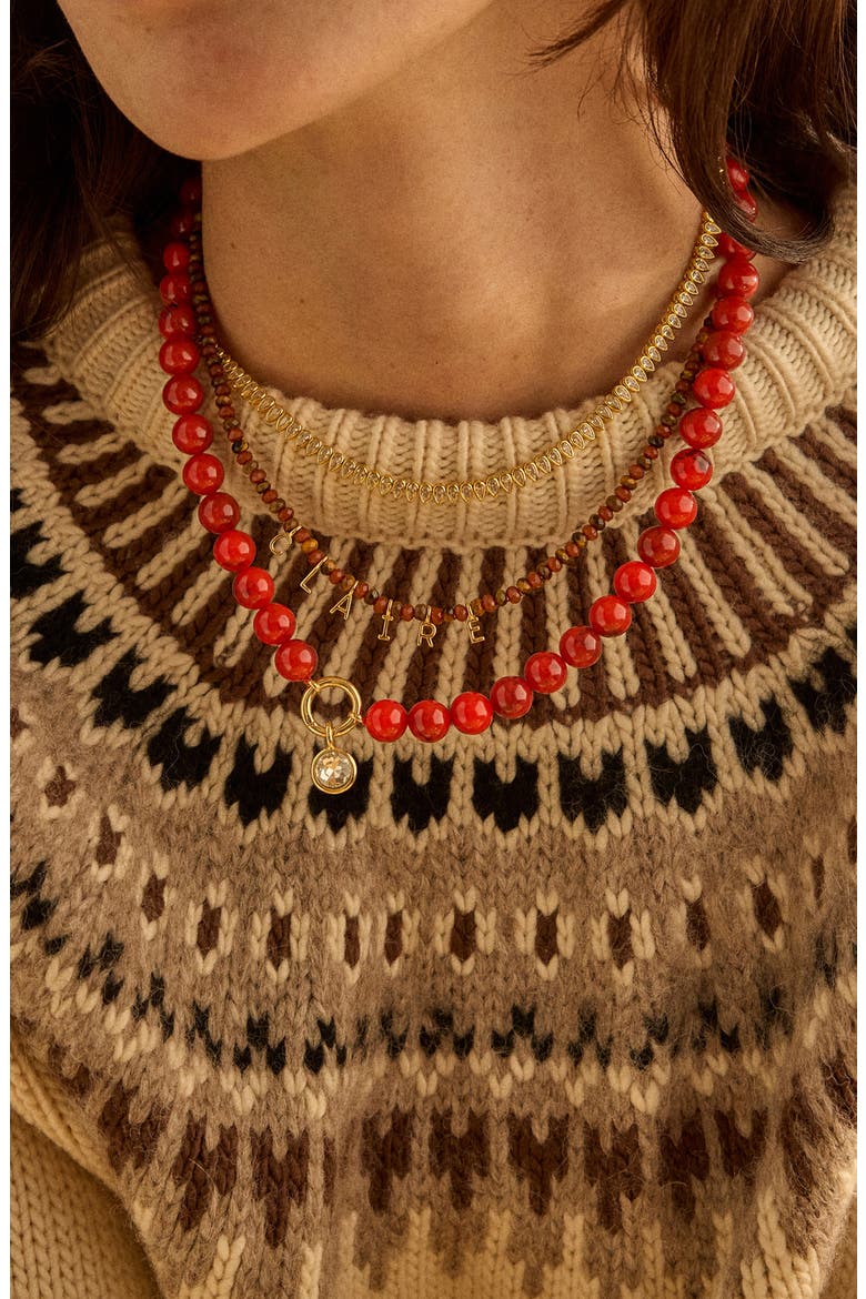 Janette Beaded Pendant Necklace, Alternate, color, RED