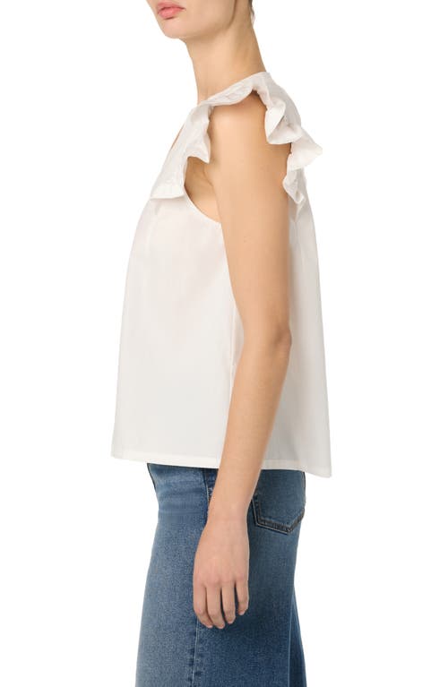 Joe's Split Neck Flutter Sleeve Top In White