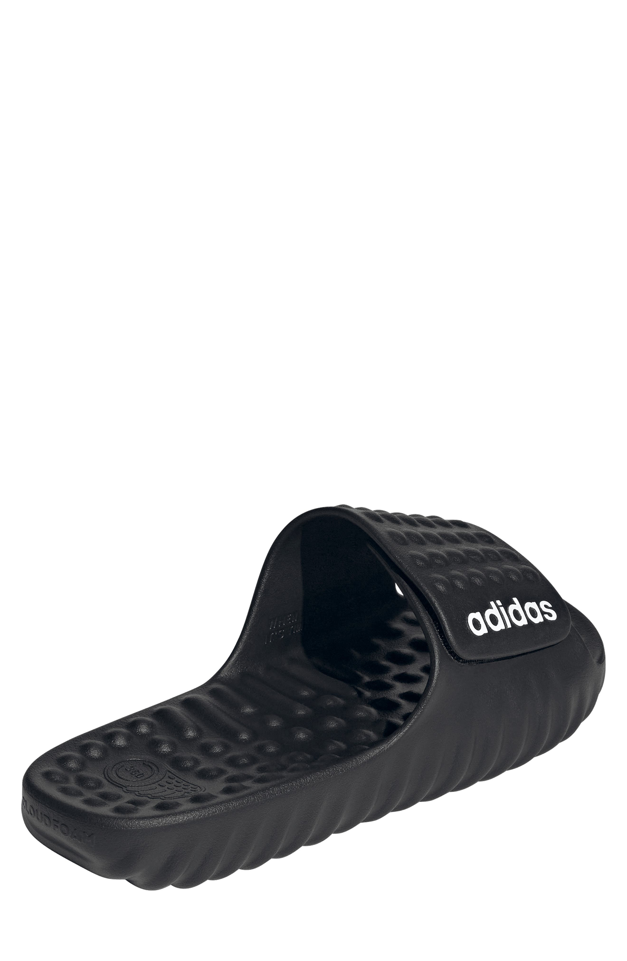 adidas Gender Inclusive Adissage Bubble 360 REC Slide Sandal, Alternate, color, Core Black/ White/ Core Black