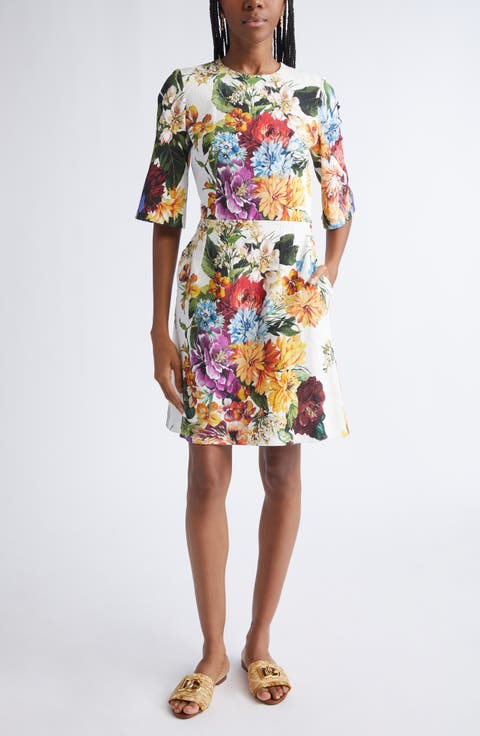 Floral Elbow Sleeve Sheath Dress