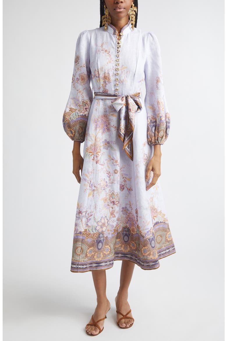 long sleeve midi linen dress Velvet Sky Long Sleeve Linen Midi Dress