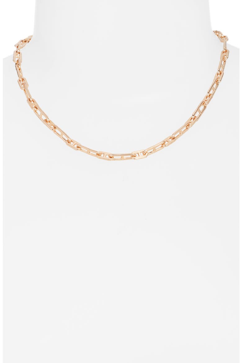 Bar Paper Clip Chain Necklace, Alternate, color, GOLD